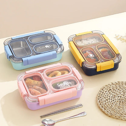 Stainless Steel Vacuum Lunch Box with 3 Compartments With Cutlery